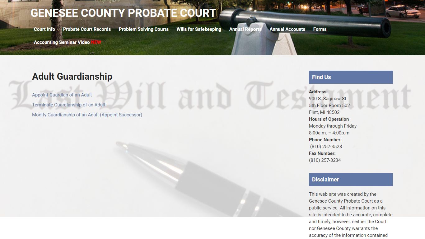 Adult Guardianship – Genesee County Probate Court